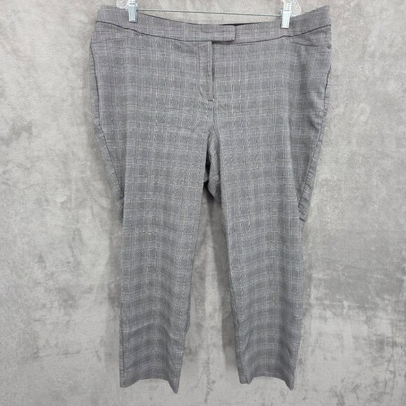 Lane Bryant Glen Plaid Ankle Crop Dress Pants 22 Black White Work Stretchy Plus - Picture 1 of 10